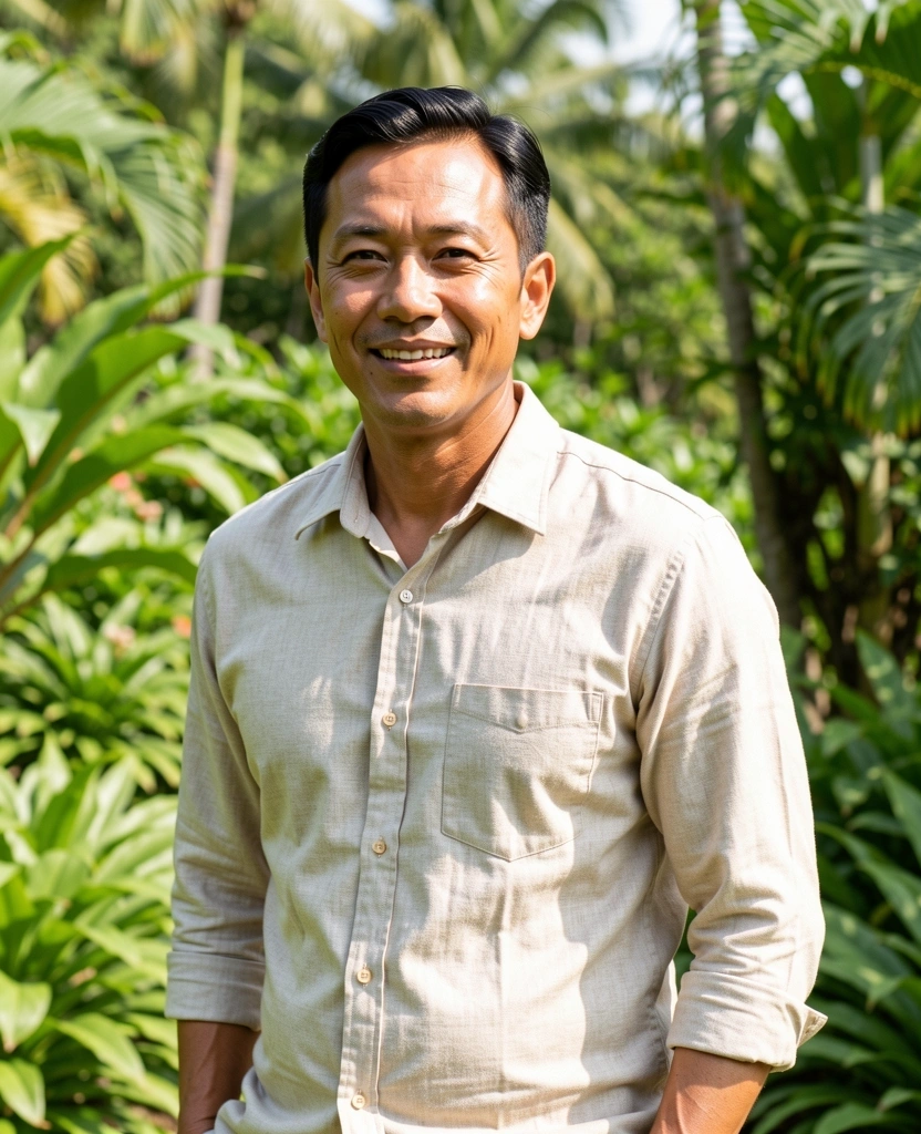 Active man over 40 enjoying natural energy